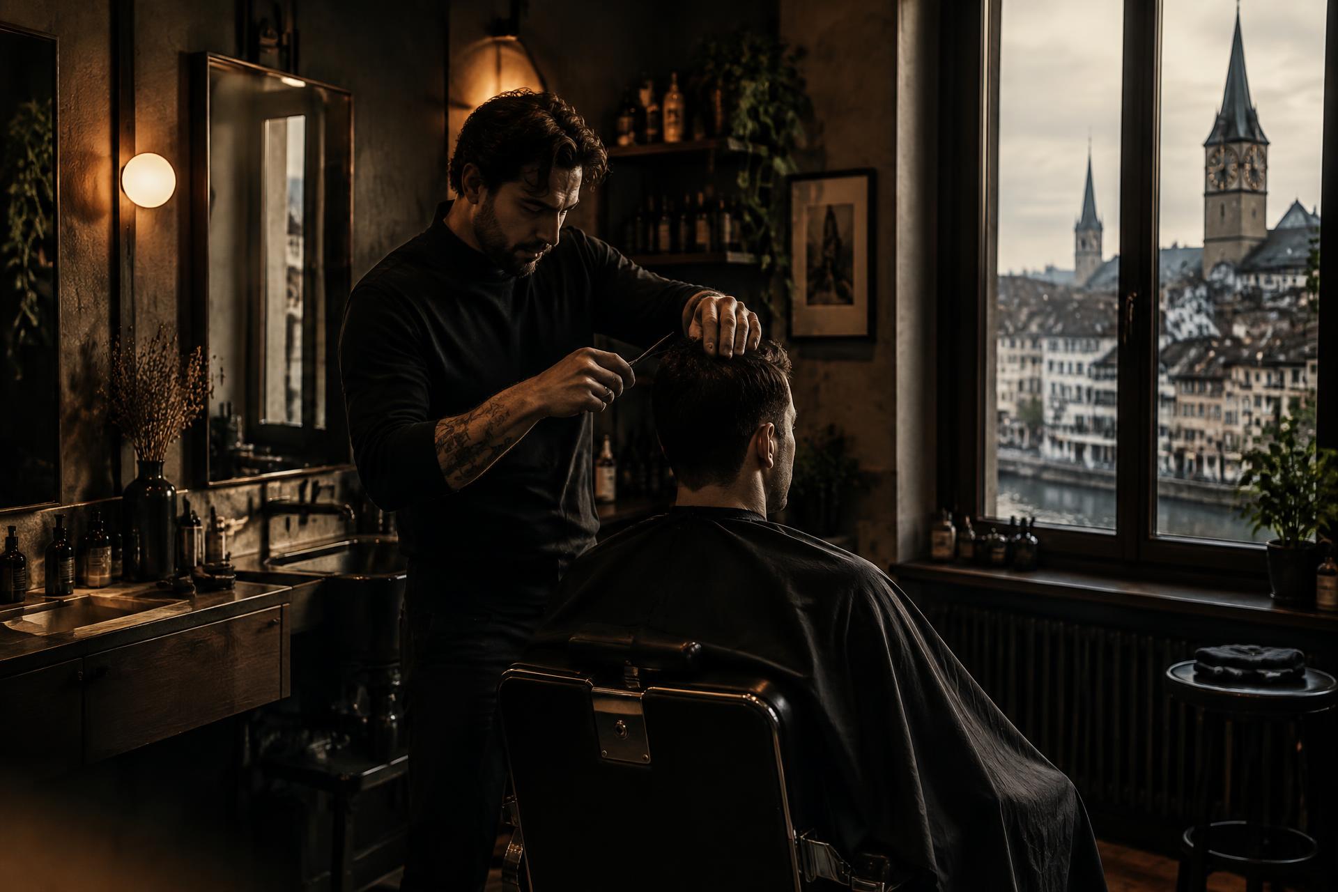 Independent hairstylist at work in a Zurich studio